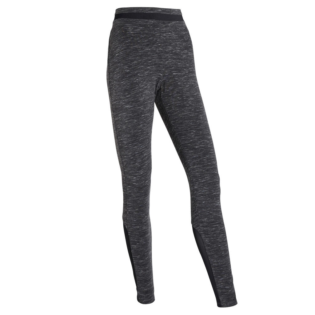 Stretchy High-Waisted Cotton Fitness Leggings with Mesh - Blue Print