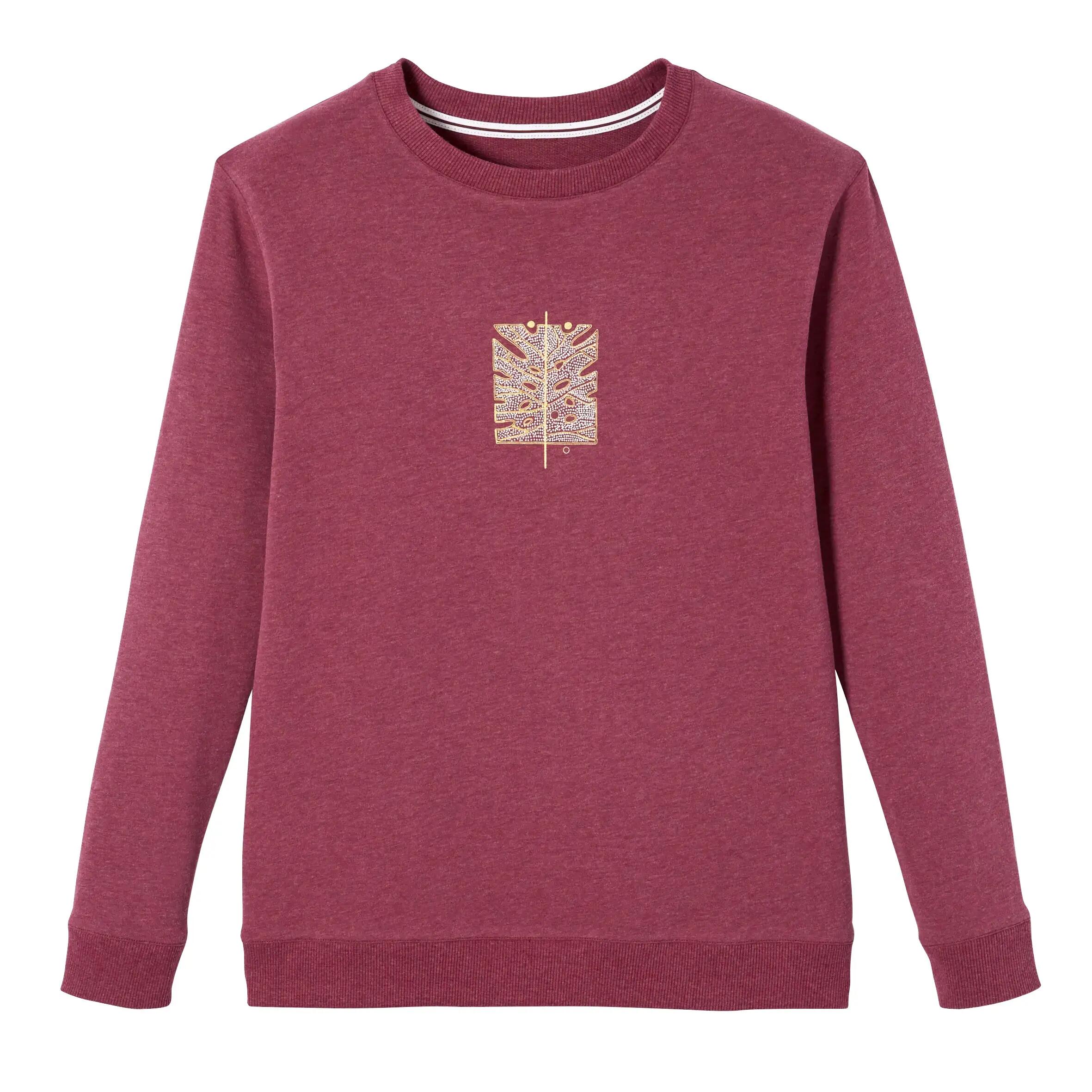 Women's Fitness Sweatshirt 100 - Purple with Print 5/6