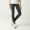 Stretchy High-Waisted Cotton Fitness Leggings with Mesh - Mottled Grey