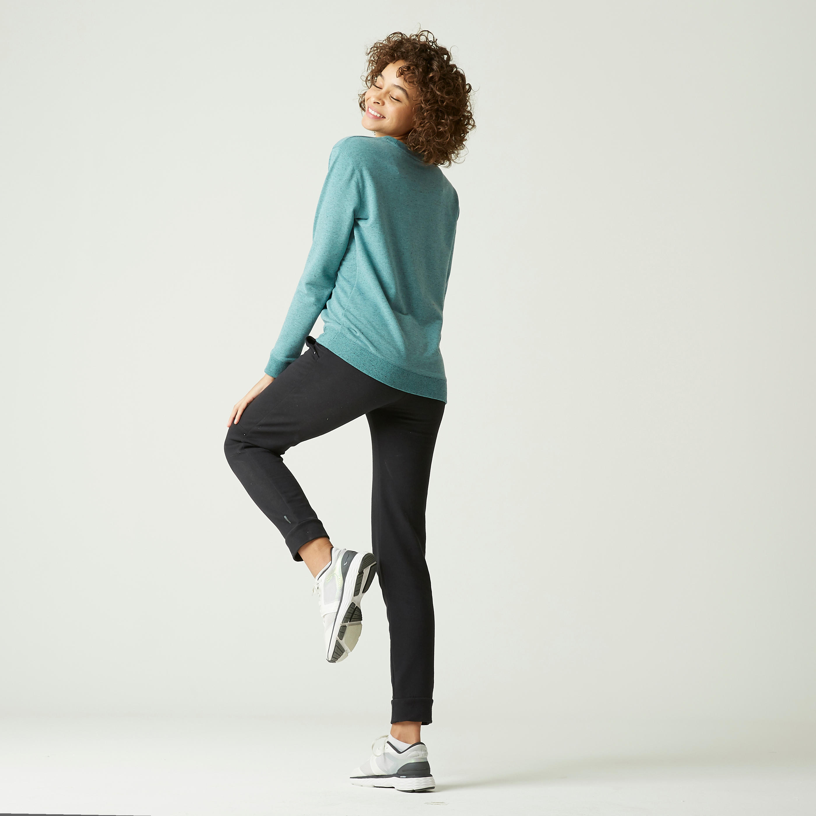 Women's Fitness Sweatshirt 100 - Green 2/5