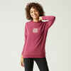 Women's Fitness Sweatshirt 100 - Purple with Print