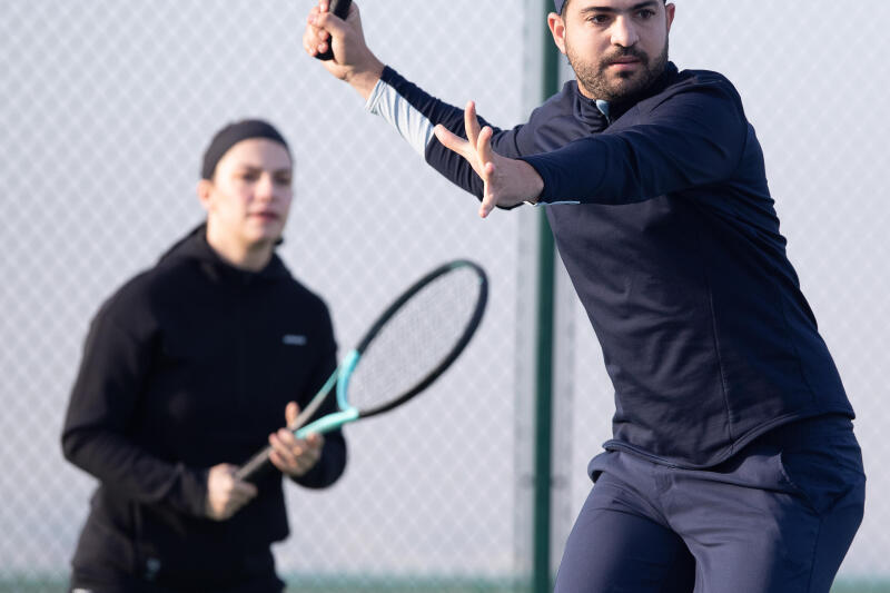 Koszulka do tenisa męska na długi rękaw Artengo Thermic z krótkim suwakiem