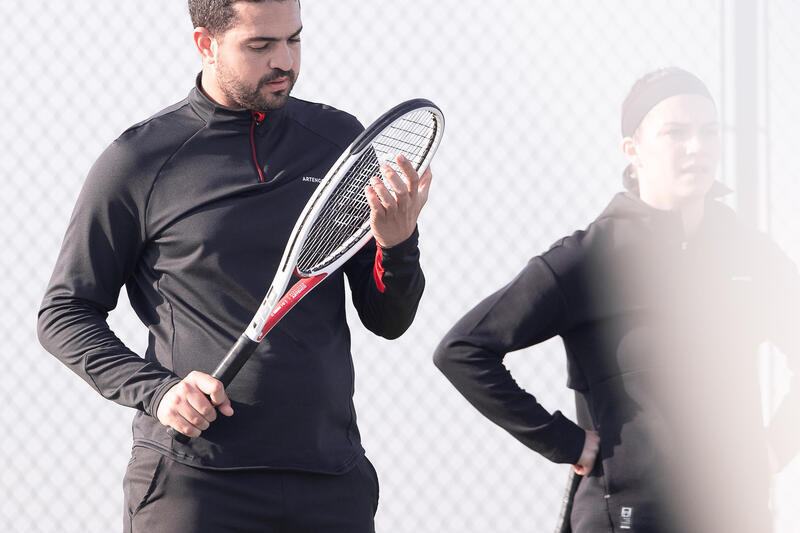 Koszulka do tenisa męska na długi rękaw Artengo Thermic z krótkim suwakiem