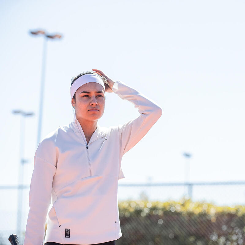 Kadın Tenis Sweatshirtü - Kırık Beyaz - Dry 900