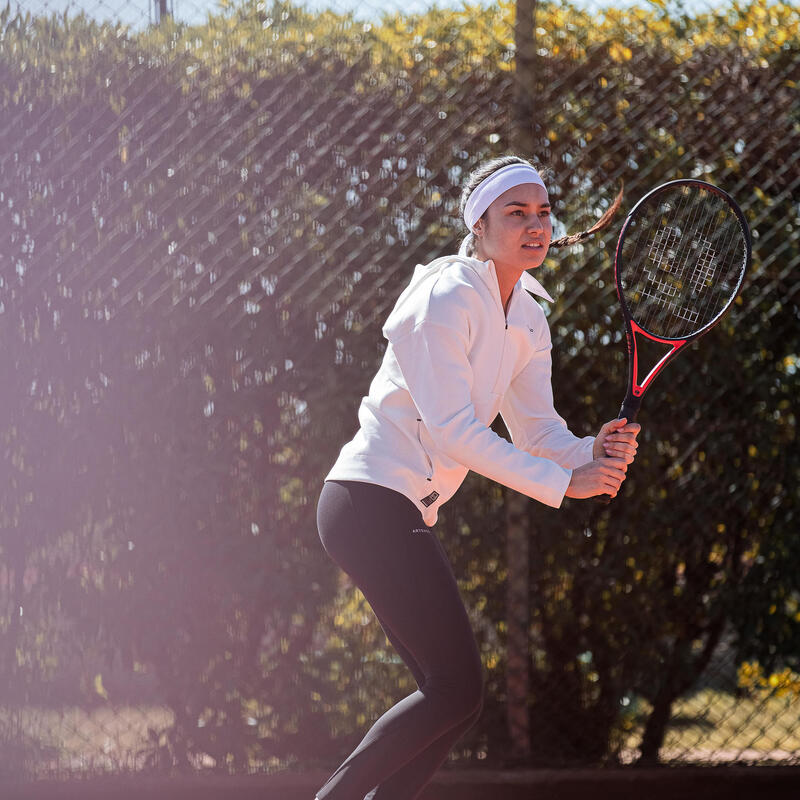 Sweat tennis à capuche demi zip dry soft - Dry 900 blanc cassé
