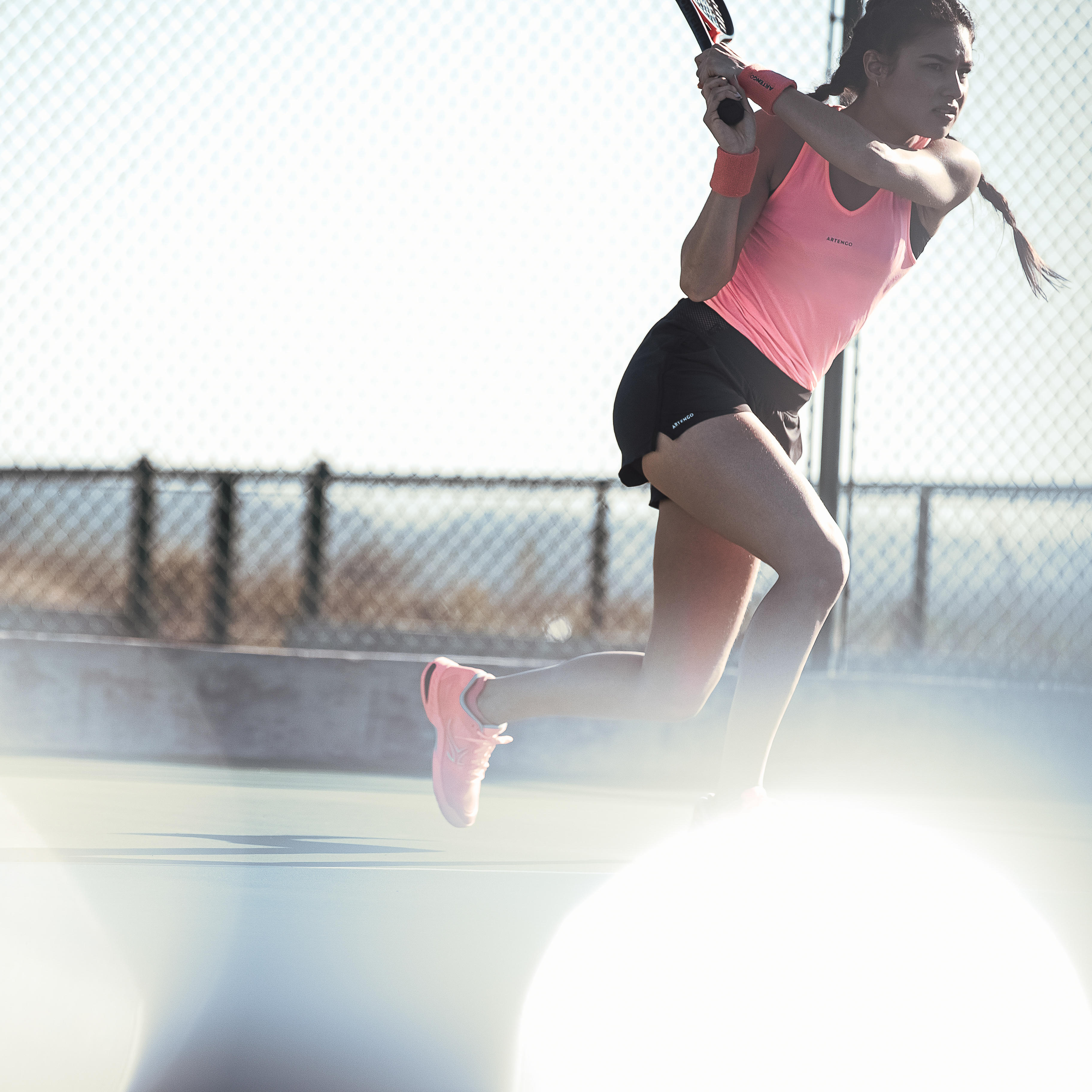 Short tennis dry soft à poche Femmes - Dry 500 noir - ARTENGO