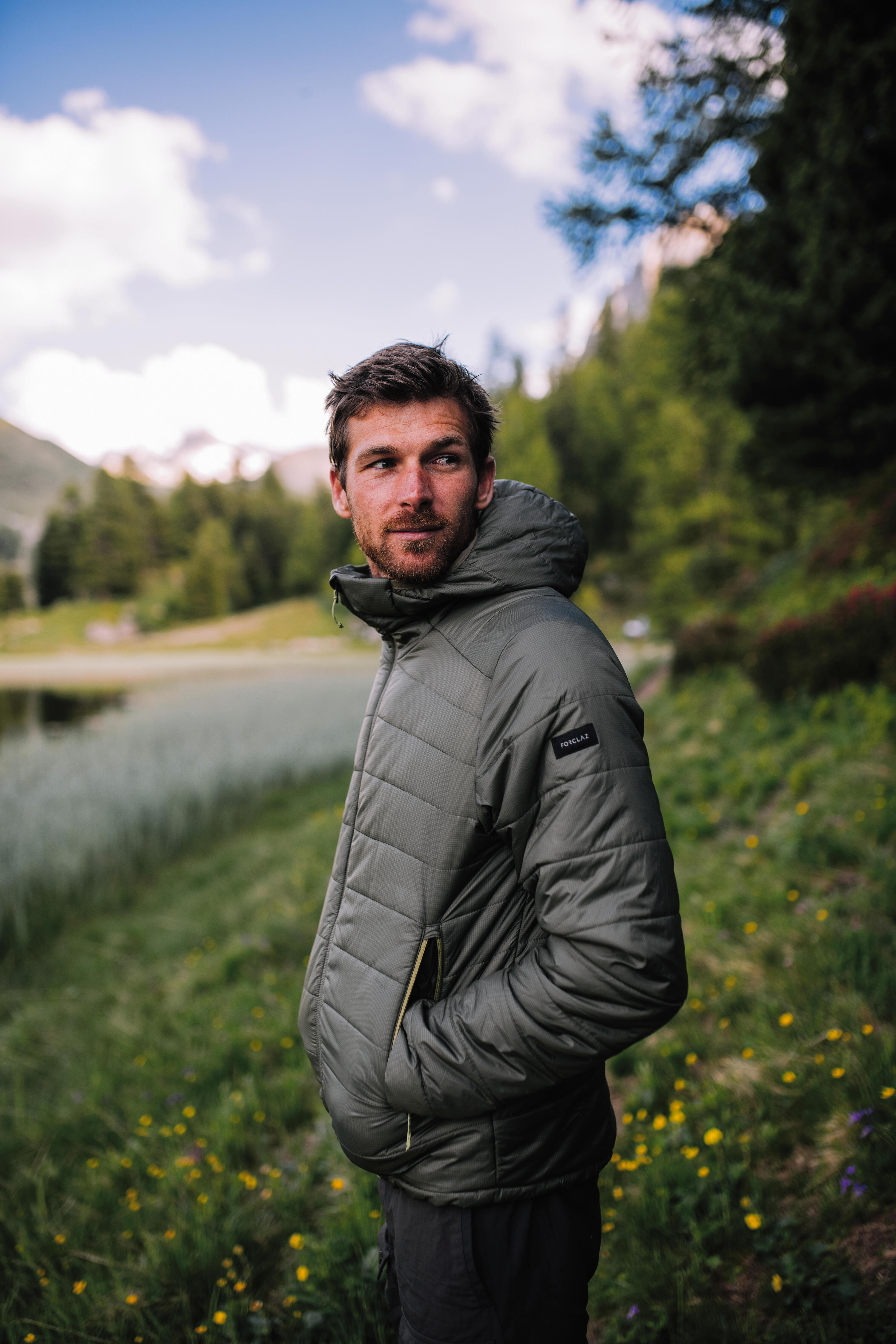 Men's Synthetic Mountain Trekking Hooded Padded Jacket - MT100 - 5°C 4/8