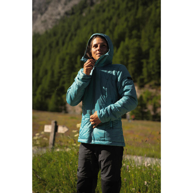 Kadın Outdoor Trekking Kapüşonlu Şişme Mont - Mavi - MT100