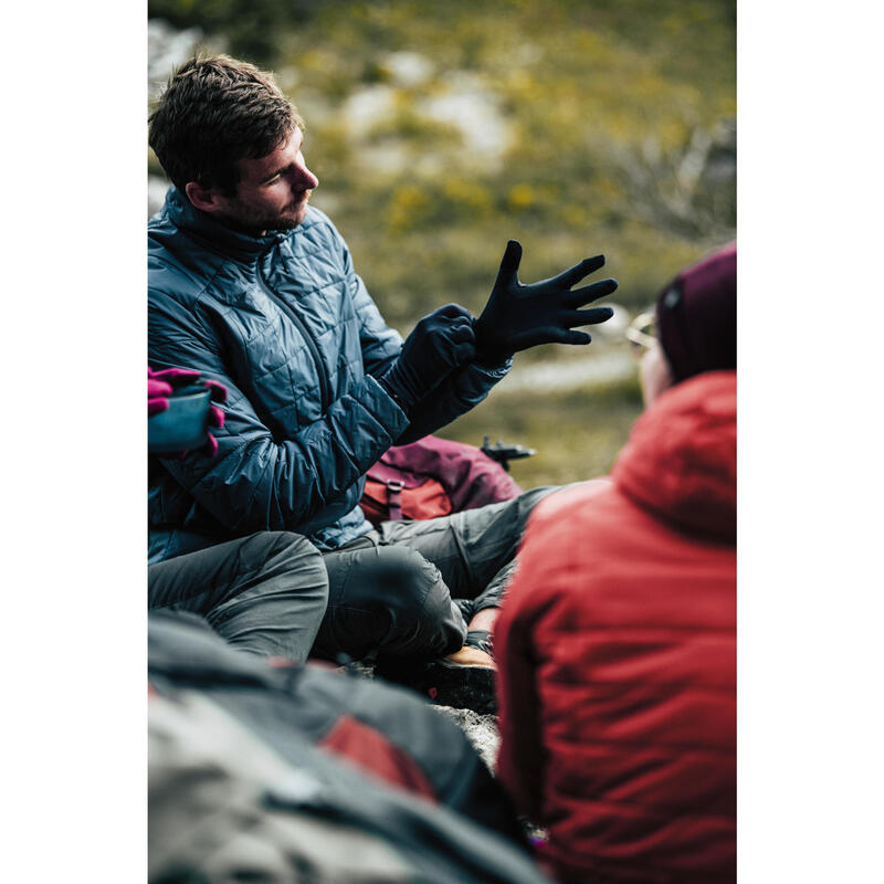 Sous-gants en laine mérinos de trekking montagne - MT500 Bleu marine - adulte