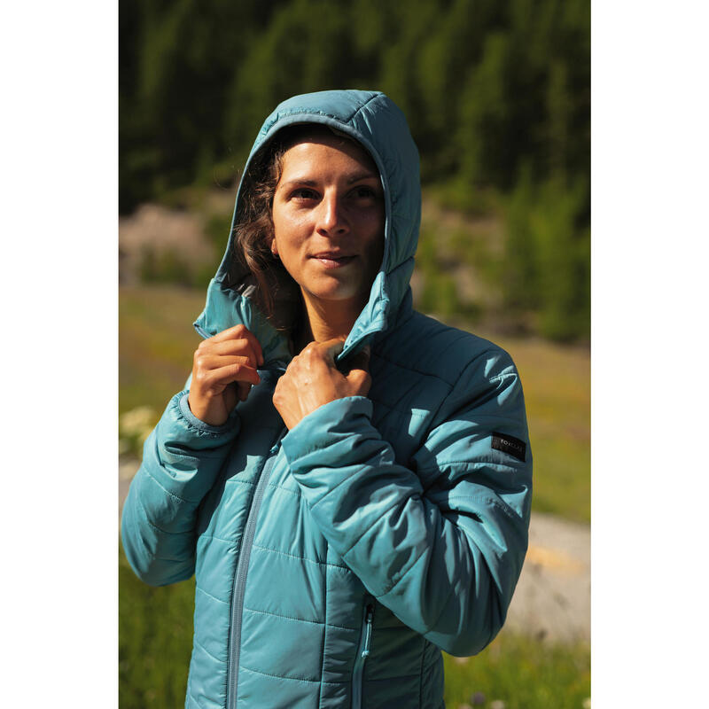 Kadın Outdoor Trekking Kapüşonlu Şişme Mont - Mavi - MT100