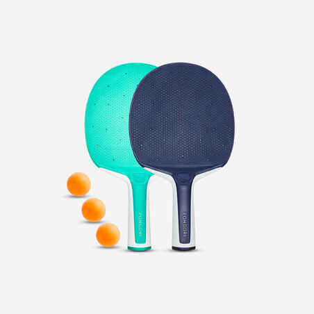 Kit de raquetas y pelotas de ping pong para exteriores - Pongori Ppr130 azul