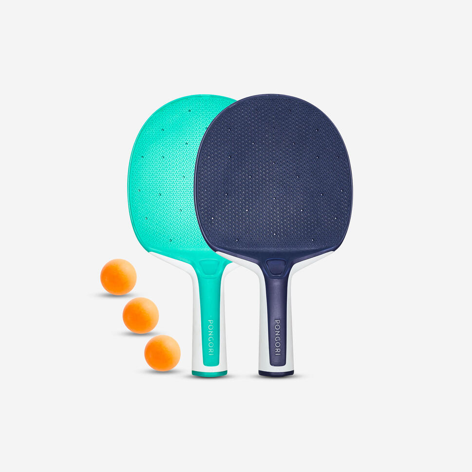 CONJUNTO DE PING PONG 2 RAQUETES RESISTENTES PPR 130 EXTERIOR E 3 BOLAS