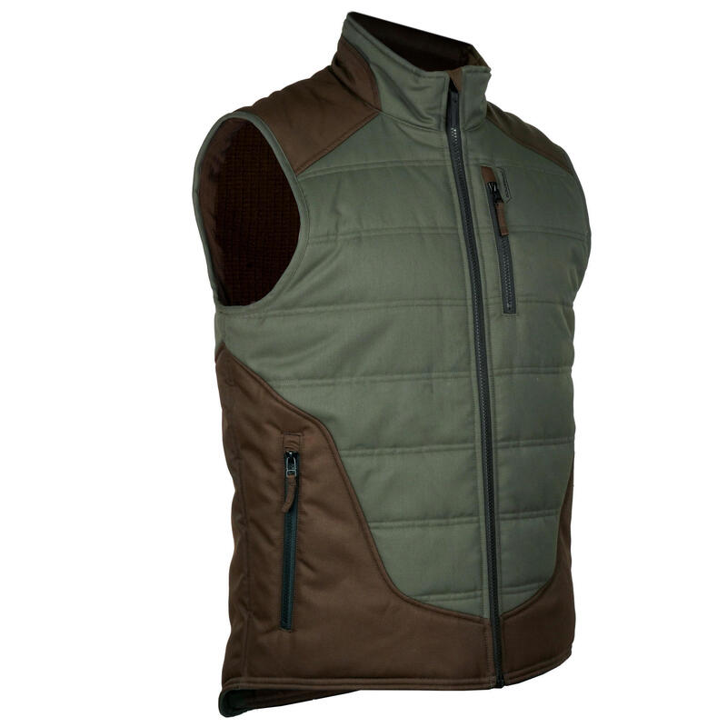 Chaleco Caza Solognac 500 Hombre Cálido Forro Polar Guata Verde Marron