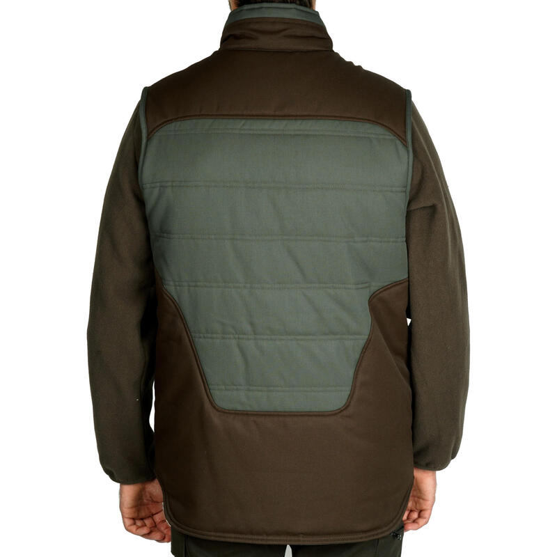 Chaleco Caza Solognac 500 Hombre Cálido Forro Polar Guata Verde Marron
