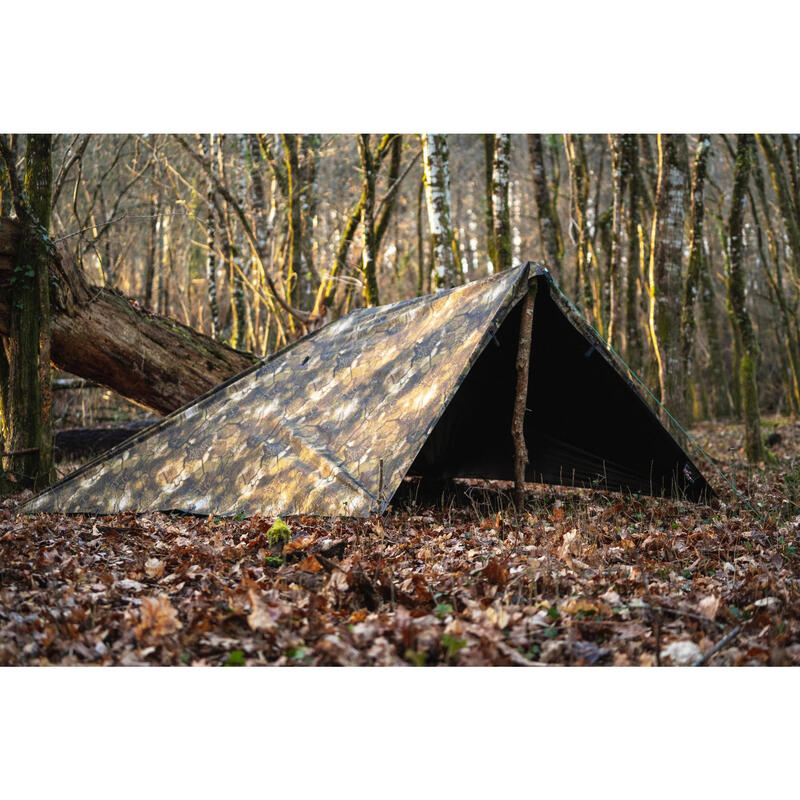 Waterdichte tarp voor bushcraft camouflage Furtiv 2,95 x 2,8 m