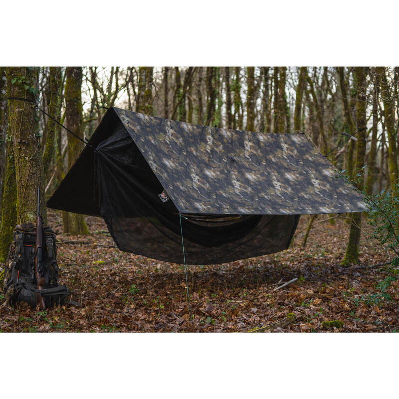 Waterdichte tarp voor bushcraft camouflage Furtiv 2,95 x 2,8 m