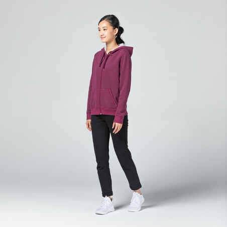 Women's Zip-Up Fitness Hoodie 500 - Purple