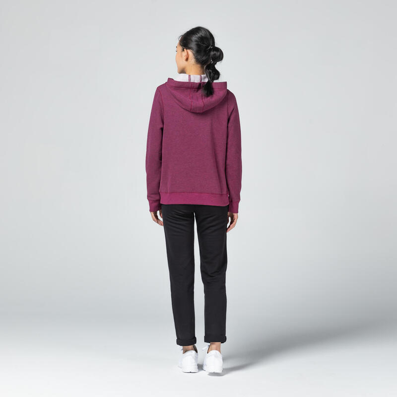 Sweat zippé à capuche fitness femme - 500 violet