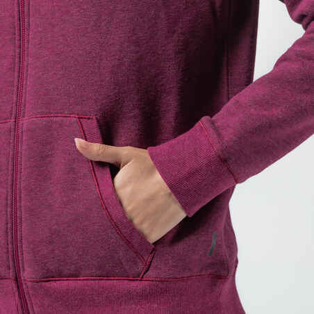 Women's Zip-Up Fitness Hoodie 500 - Purple