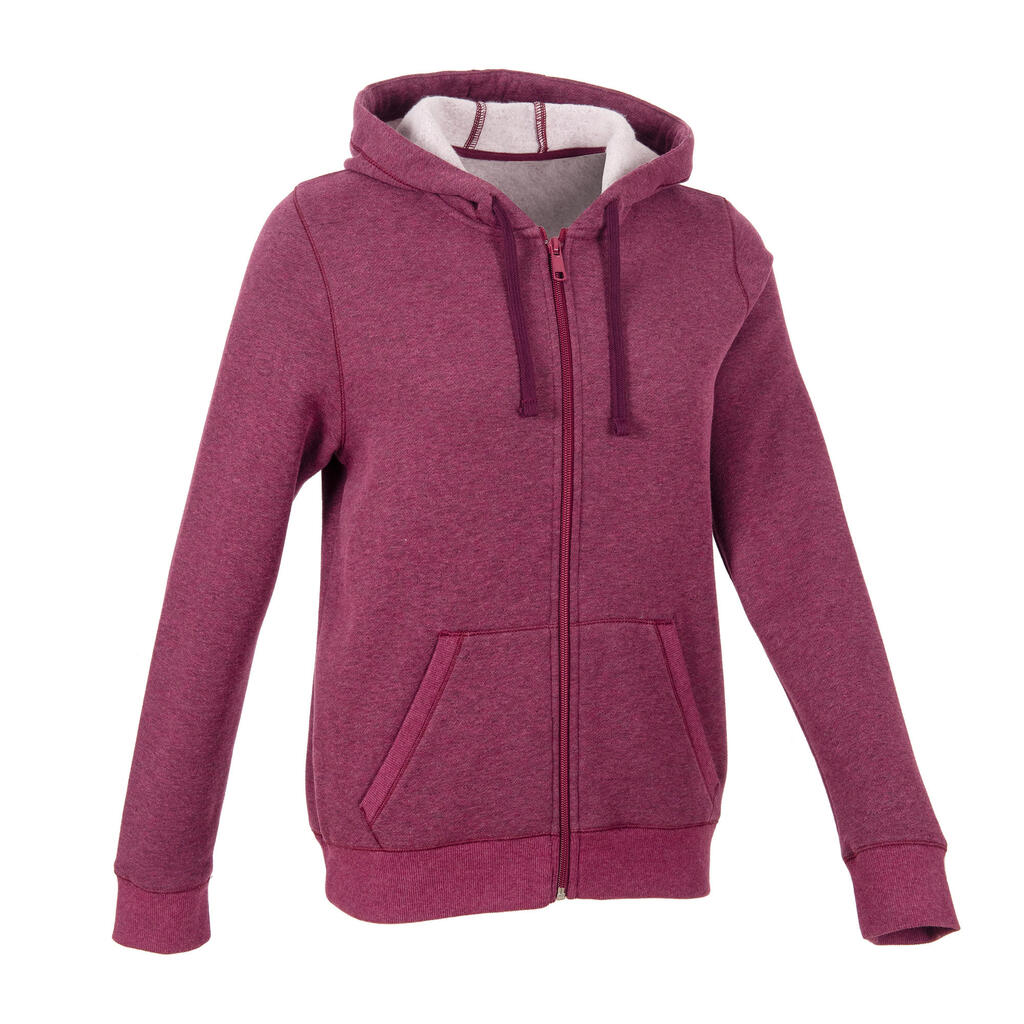 Sweat zippé à capuche fitness femme - 500  violet