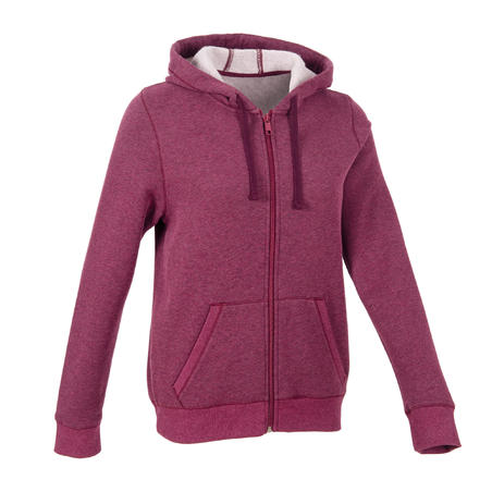 Sweat zippé à capuche fitness femme - 500  violet