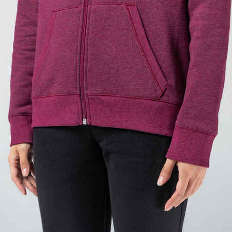 Women's Zip-Up Fitness Hoodie 500 - Purple