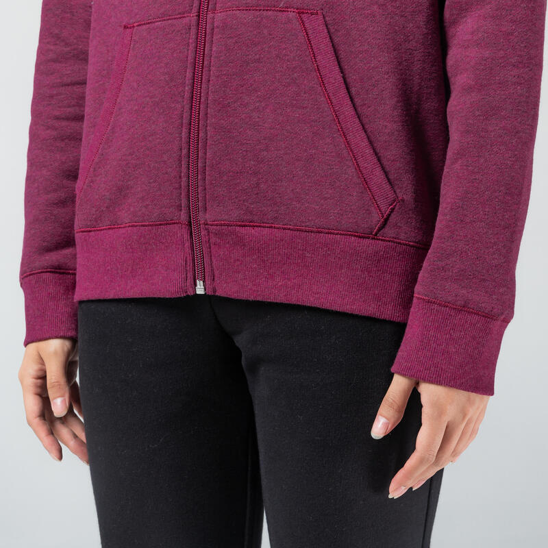 Kapuzenjacke 500 gerade Rundhals mit Tasche Damen violett 