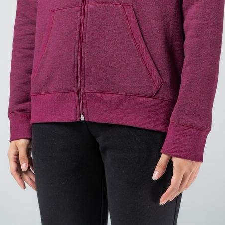 Sweat zippé à capuche fitness femme - 500  violet