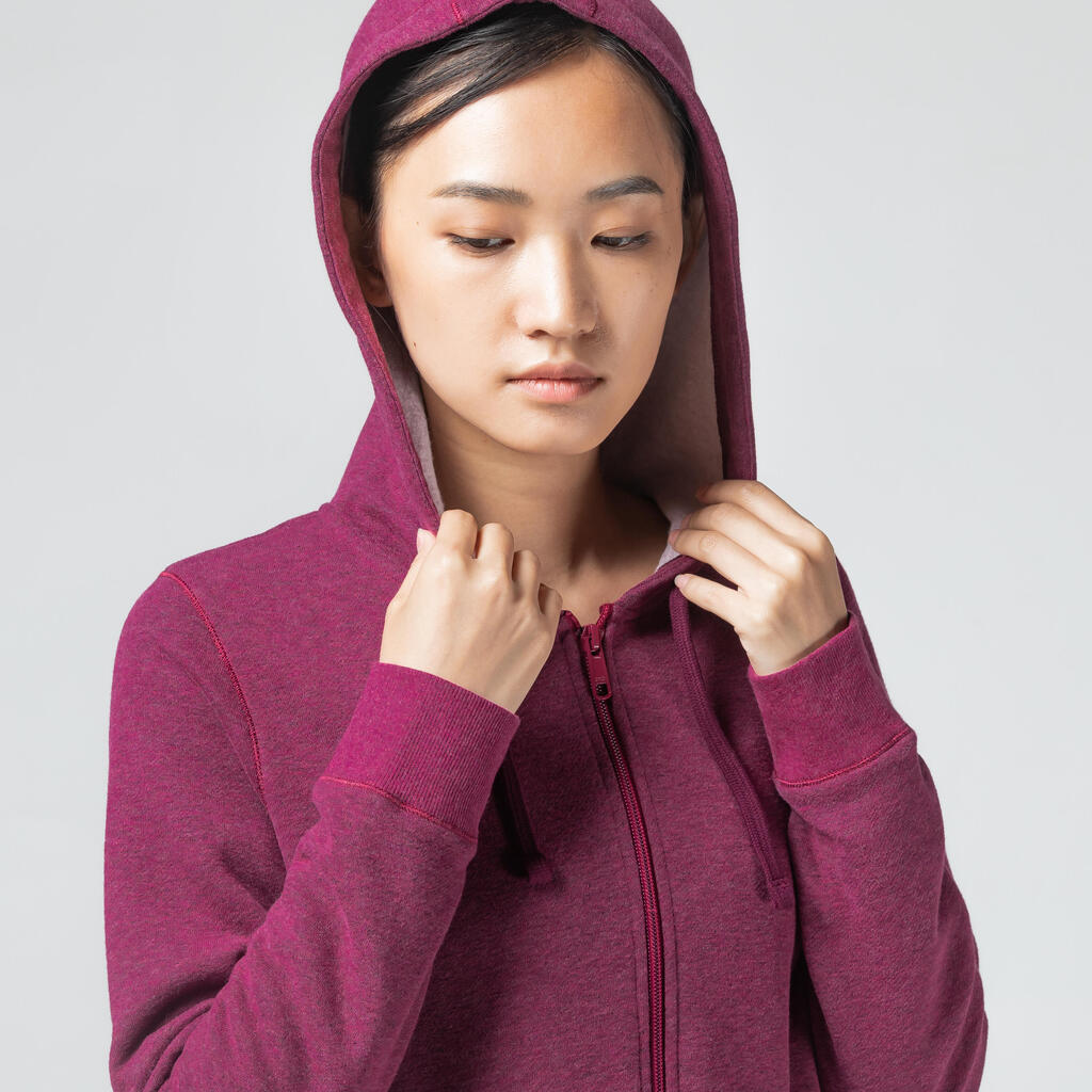 Sweat zippé à capuche fitness femme - 500  violet