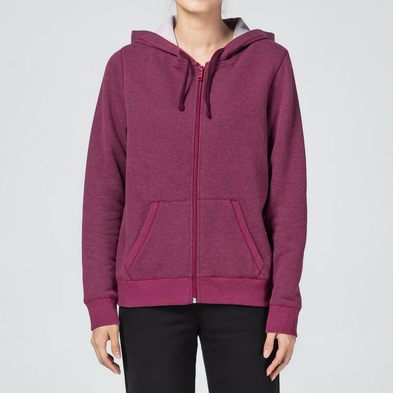 Sweat zippé à capuche fitness femme - 500 violet