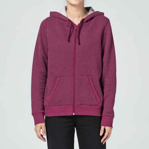 
      Sweat zippé à capuche fitness femme - 500  violet
  