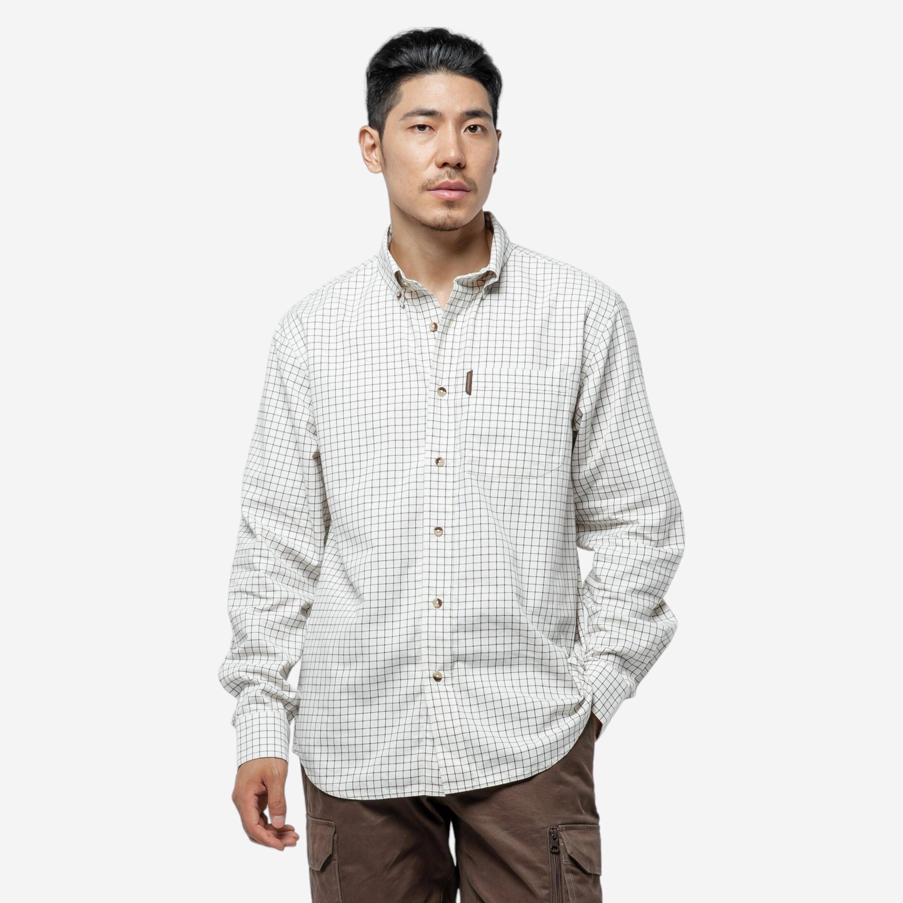 Men Full Sleeve Shirt 500 - White Check -  1