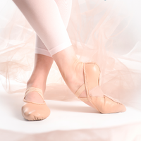 Demi-pointes danse classique bi-semelles en cuir souple beige tailles 41-42