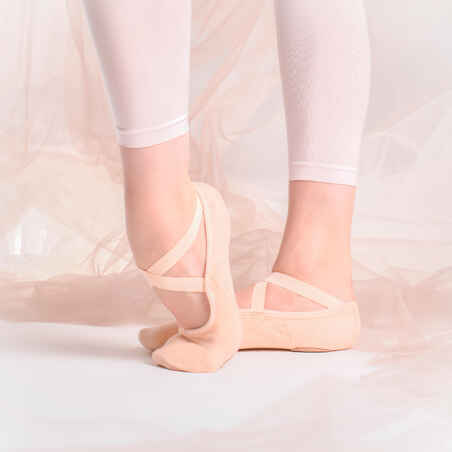 Stretch Canvas Split-Sole Demi-Pointe Ballet Shoes Size 7 to 7.5 - Salmon