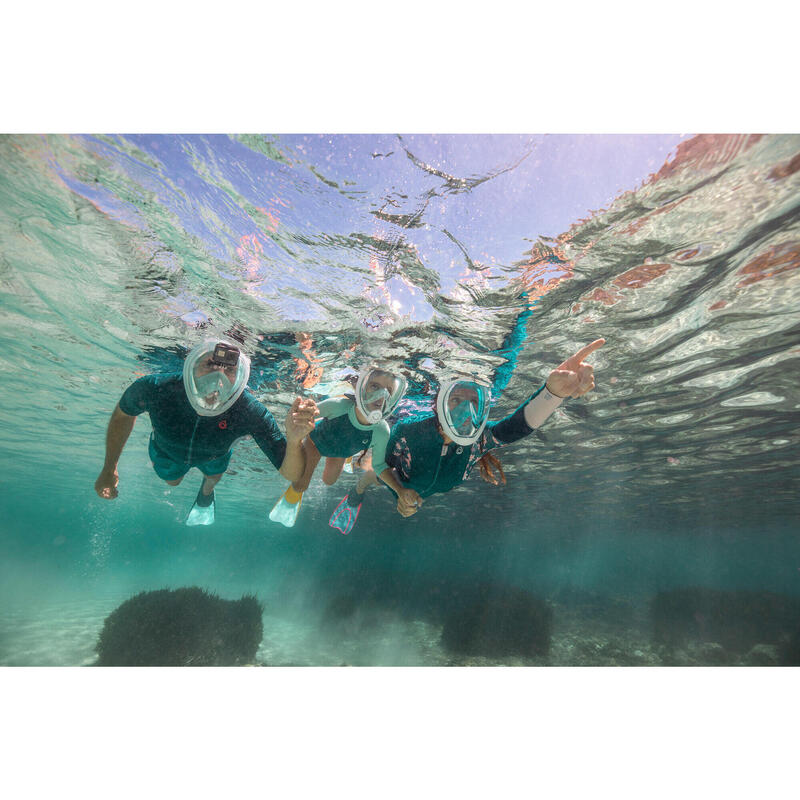 Uv-werend zwemshirt met korte mouwen voor kinderen neopreen 1,5 mm turquoise
