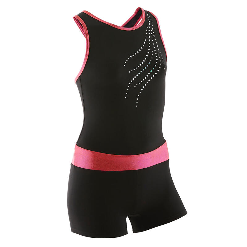 Monoshort de gimnasia niña rosa