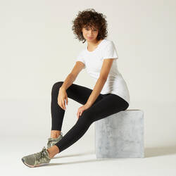 100 Sportee Women's 100% Cotton Pilates & Gentle Gym T-Shirt - White