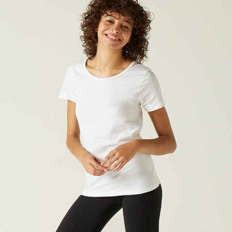 Women's Regular Fitness T-Shirt 100 Basic - White