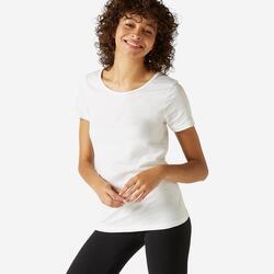 Camiseta pilates manga corta básica 100% algodón mujer nyamba blanco