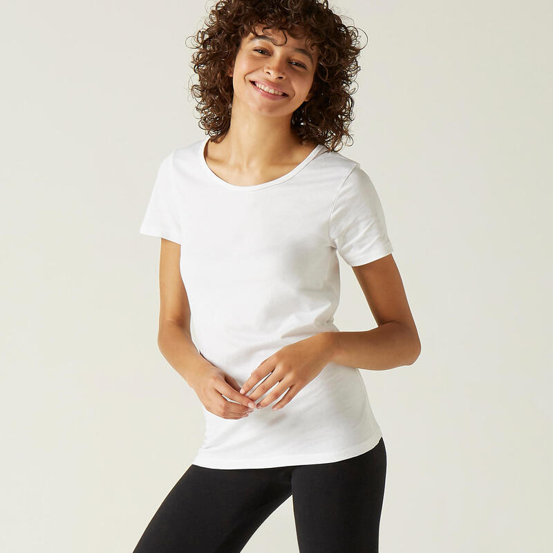 Camiseta pilates manga corta básica 100% Mujer Nyamba | Decathlon