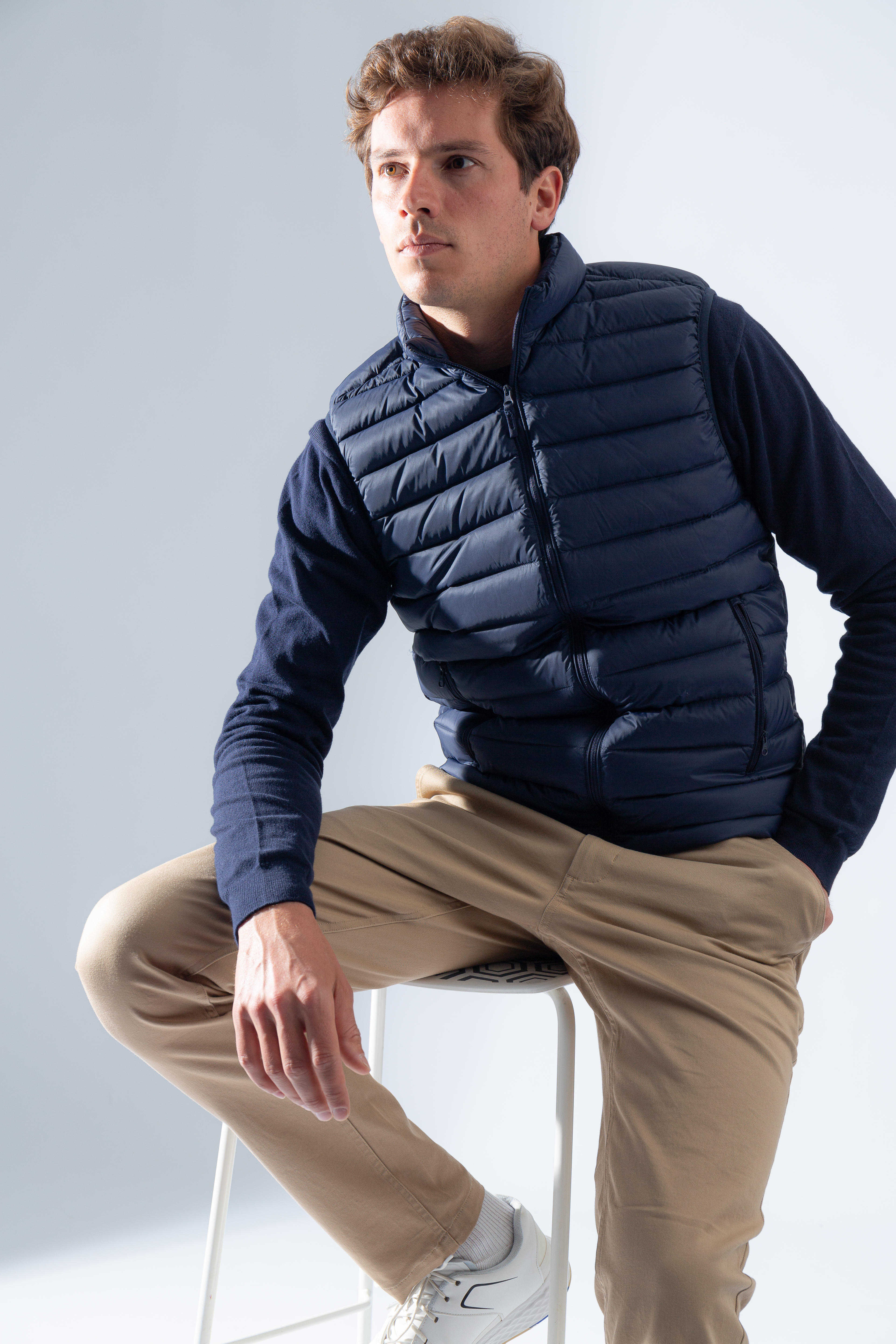 Veste de golf en duvet sans manches ultralégère homme - MW 500 bleu marine - INESIS
