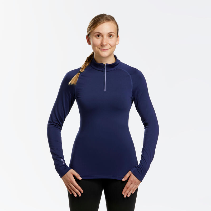 Camiseta térmica interior de esquí y nieve 1/2 cremallera Mujer Wedze BL 500