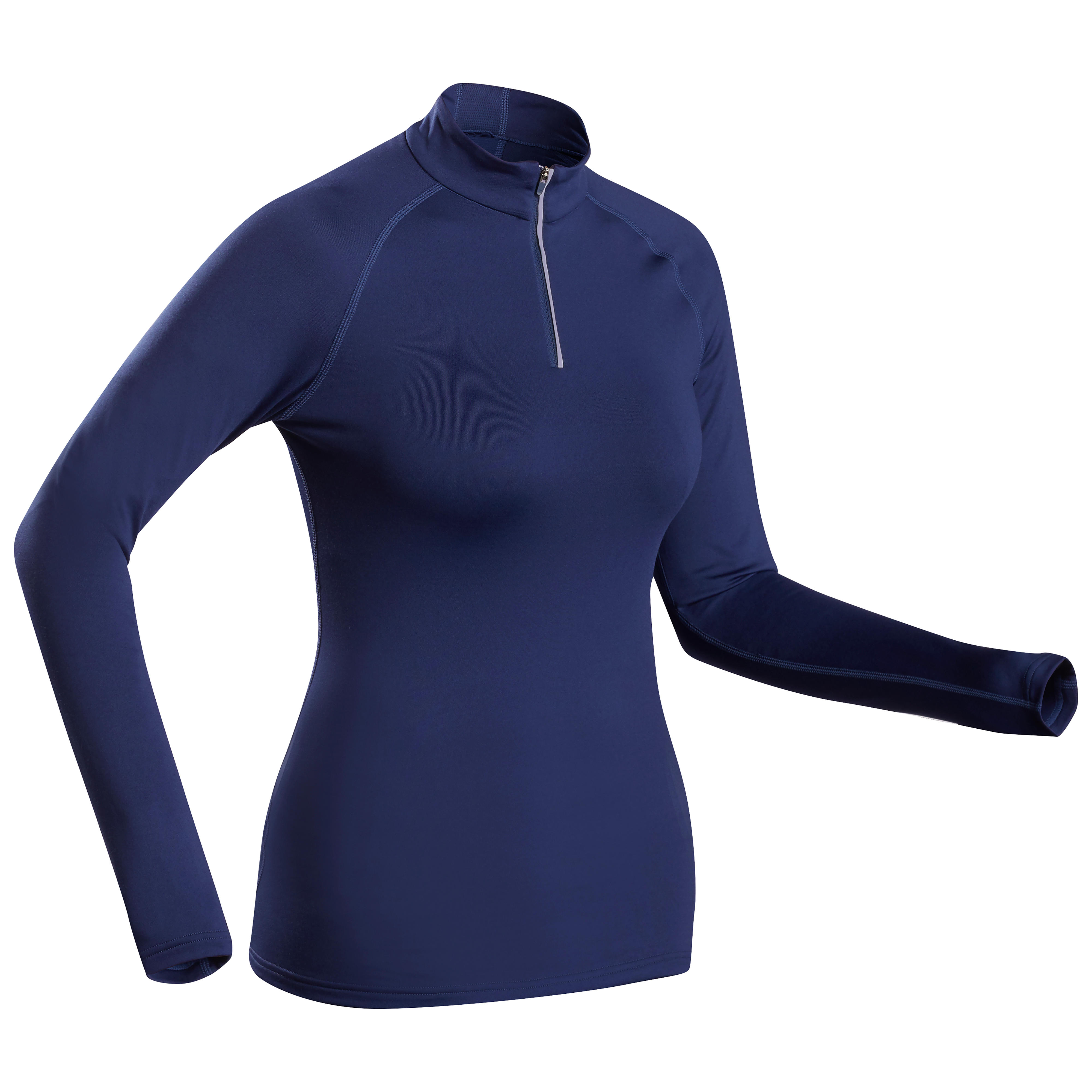 Women's Base Layer Top with Half-Zip - 500 Blue