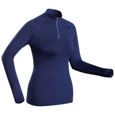 Women's BL 500 thermal base layer 1/2 zip ski top - navy blue