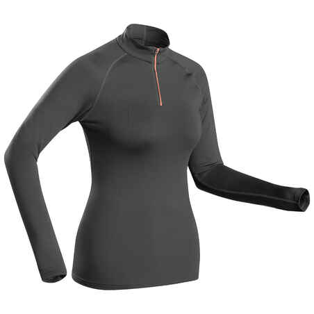 Camiseta térmica interior de esquí y nieve 1/2 cremallera Mujer Wedze BL 500