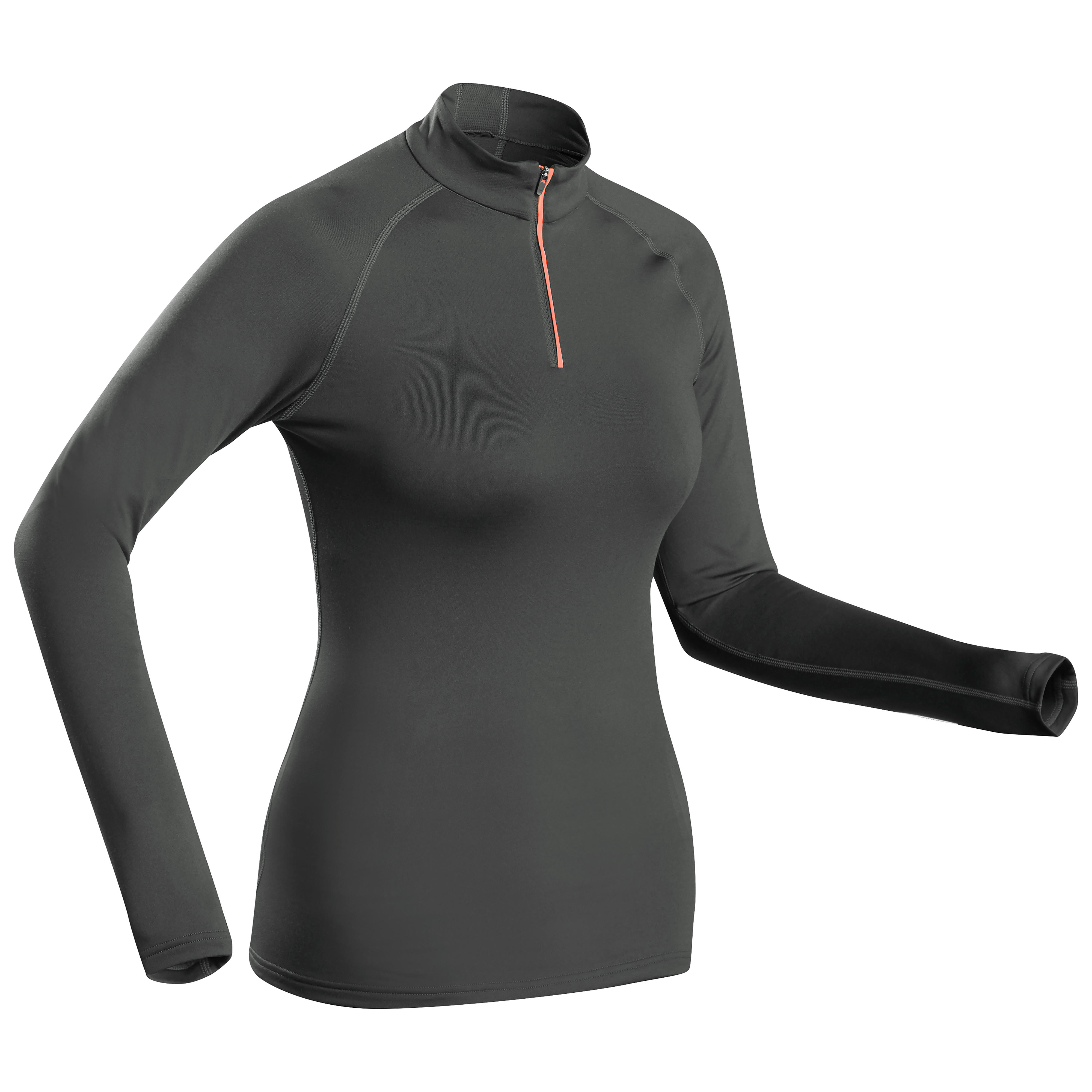 Intimo termico da sci da donna - BL 500 1/2 zip top - grigio scuro