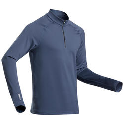 Thermoshirt voor skiën voor heren BL 500 halve rits jeansblauw