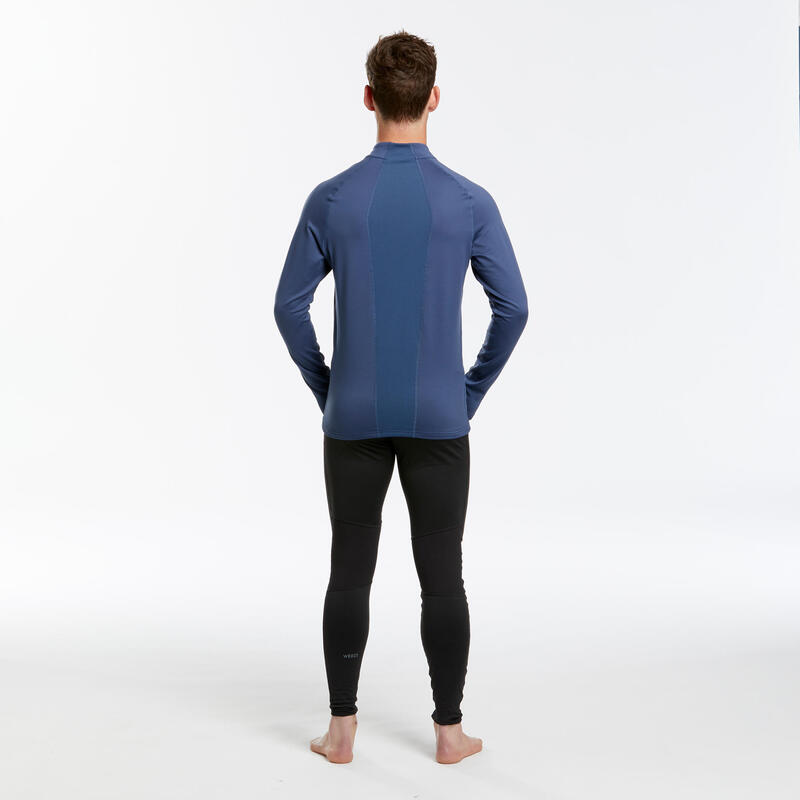 Sous-vêtement thermique de ski homme BL 500 1/2 zip haut - bleu denim