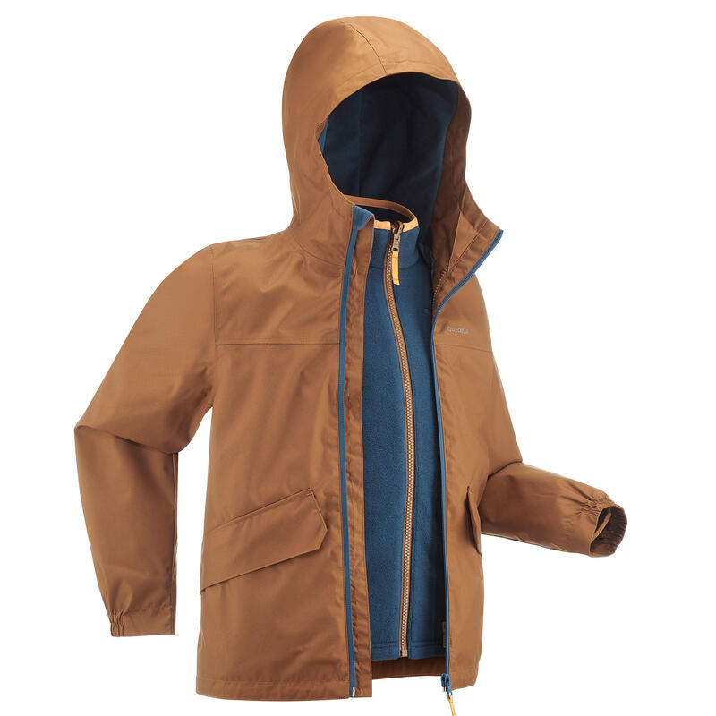 VESTE 3en1 IMPERMEABLE DE RANDONNÉE - SH100 WARM +1°C - ENFANT 7 - 15 ANS