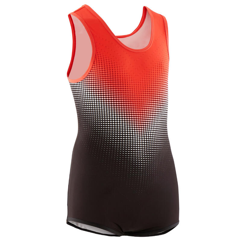 Maillot de gimnasia niño rojo y negro